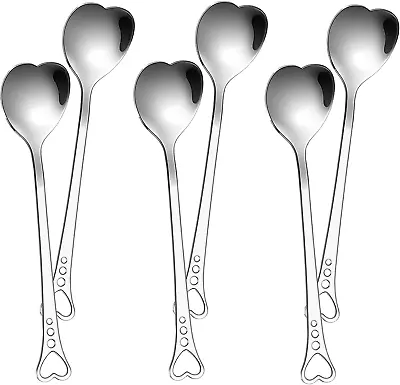6 PCS Tea Spoons | Heart Shaped Mini Spoons For Desserts Stainless Steel Spoons  • $10.48