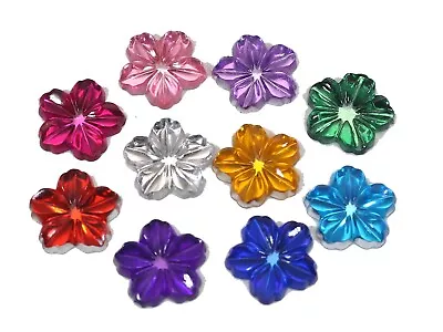 200 Flatback Acrylic 3D Flower Rhinestone Gem Cabochons 13mm Various Color Craft • £3.64