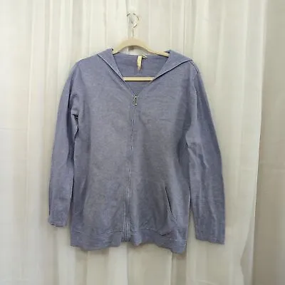 J Jill Sweater Womens S Cotton Cashmere Blue Full Zip Cardigan Hoodie • $24