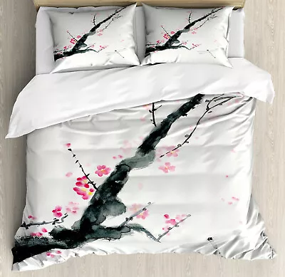 Flower Duvet Cover Set With Pillow Shams Cherry Sakura Tree Print • $69.99