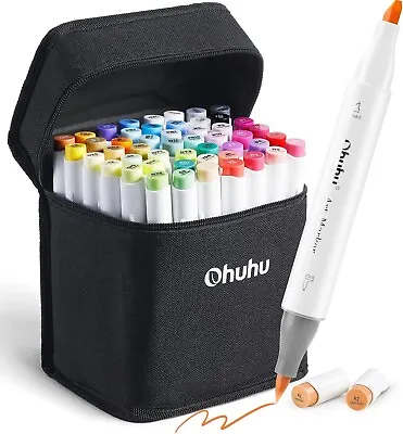 48 Colors Alcohol Brush Markers Ohuhu Double Tipped (Brush & Chisel) Sketch Mar • $80.85