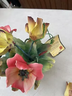 Capodimonte Certificato Di Garanzia Porcelain Flowers -italy-vintage • £19.99