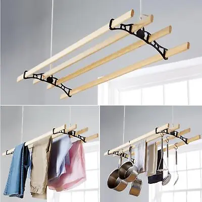 £54.99 • Buy Edwardian Clothes Airer 4 Lath Cast Iron Victorian Ceiling Pulley Rack