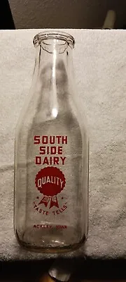South Side Dairy Ackley IA Quart Franklin County Iowa Bright Red Milk Pyro • $10.98