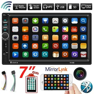 7  Double 2 DIN Car Stereo Radio Bluetooth FM USB AUX IOS/Android Car MP5 Player • £22.99