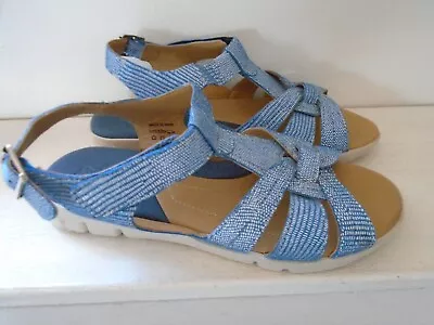 Size 4 'petal' Blue Leather Sandals By Padders • £14.99