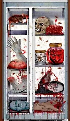 Creepy HORROR REFRIGERATOR DOOR COVER Morgue CSI Laboratory Halloween Decoration • $5.97