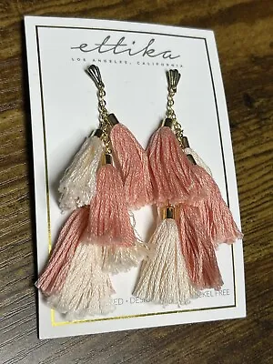 Ettika Blush & Pink Tassel 18 Kt Gold Plated Pierced Earrings NEW • $5.99