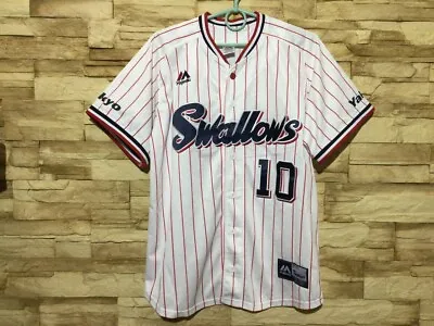 TOKYO YAKULT SWALLOWS BASEBALL SHIRT JERSEY MAJESTIC #10 Araki Sz M • $139.99