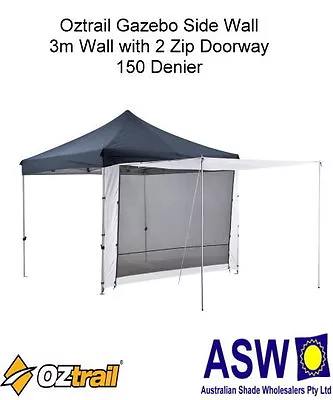 $72.50 • Buy 3m GAZEBO SOLID SIDE WALL With 2 ZIP MESH DOORWAY Oztrail Deluxe G-OZSW3ZIP