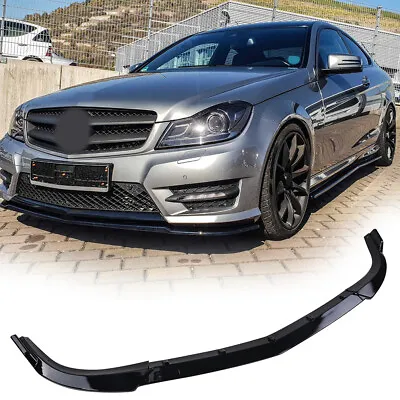 For 2012-14 Mercedes C250 C350 Sport W204 Gloss Black Front Bumper Lip Spoiler • $51.73