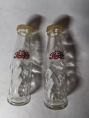 Vintage Pepsi-cola Glass Bottle Salt & Pepper Shakers Nice Soda Pop • $25.63