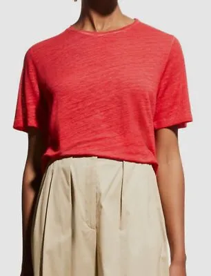 $150 Majestic Filatures Women's Red Crew-Neck Linen Silk T-Shirt Size 3 • $48.38