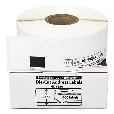 $19.99 • Buy Non-OEM Fits BROTHER DK-1201 Labels (1-1/7  X 3-1/2 ) - (4) Rolls Of 400