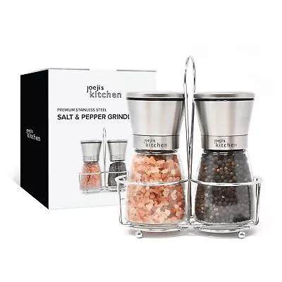 Joeji's Kitchen Salt And Pepper Grinder Set Of 2 With Stand Ceramic Core • £8.86