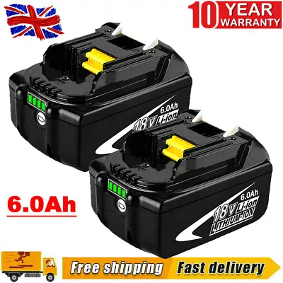 2x For Makita 18V BL1860B 18Volt 6.0Ah LXT Li-Ion Cordless Battery BL1830 BL1850 • £19.11