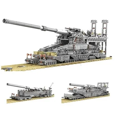 3846Pcs WW2 Schwerer Gustav Army Train Gun Tank Building Blocks Bricks Toy Set • $568.66