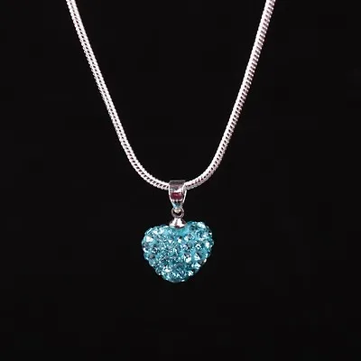$3.99 • Buy Fashion Women Pendant Jewelry Crystal Heart Silver Plated Necklace+Chain Gift