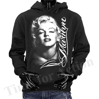 Monroe Portrait Pose American Pop Culture Icon Model Graphic Pullover Hoodie • $31.32