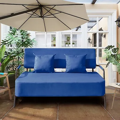 51'' Small Modern Fabric Sofa 2 Seater Sofa Couch Loveseat Mid Century Dark Blue • $128.69