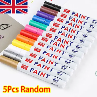 5Pc Acrylic Paint Marker Pen Set Paint Pens For RocksGlassWoodPlastic Stone • £5.99
