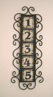 5 Mexican Tiles Talavera House Numbers & Vertical Iron Frame • $43