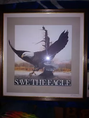 R J Mcdonald Save The Eagles Print Hand Signed Framed • $20