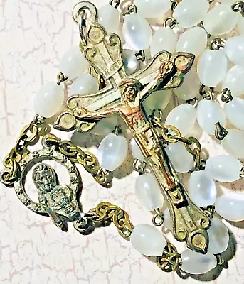 Truly Vintage Rosary Holy Communion 1950s Lucite Beads ROMA Italy 17.5  11g. • $24.50