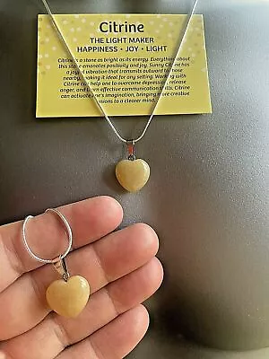 Healing Heart Quartz  Stone Crystal Necklace Pendant Reiki + Card • £3.99