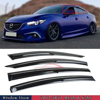 For 2014-2021 Mazda 6 JDM Wavy Mugen Style Window Visors Rain Guards Deflectors • $28.99