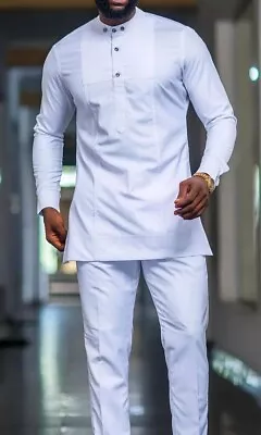 £126.83 • Buy African Men Clothing | Kaftan African Men Shirt And Down Yellow| Dashiki Mens 
