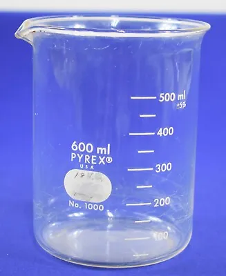 Pyrex 600 ML Glass Beaker 1000-600 Low Form Griffin Double Graduated Scale -/+5% • $5.99