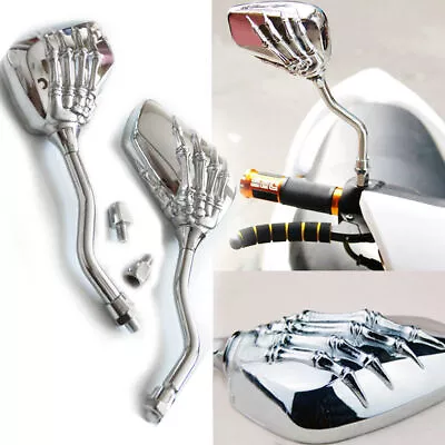 Chroe Skull Motorcycle Rearview Mirrors For Kawasaki Vulcan 800 900 1500 2000 S • $17.39