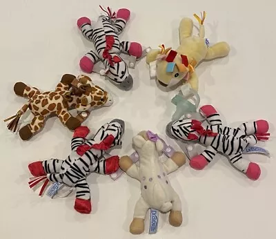 Dr Browns Pacifier Baby Lot Of 6 Giraffe Binky Animal Soft Plush Pink Zebra Red • $29.90