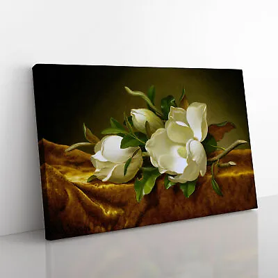 Magnolias On Gold Velvet By Martin Johnson Heade Canvas Wall Art Print Framed • $31.51