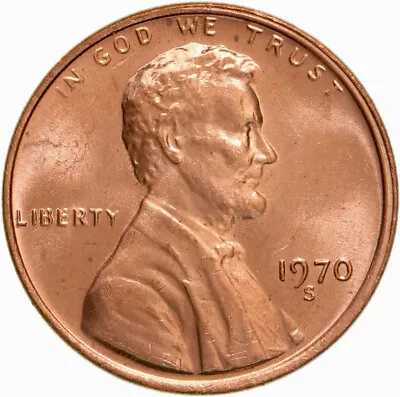 1970-S Lincoln Memorial Cent Large Date Gem Red BU Penny US Coin Free S&H W/Trac • $3.99