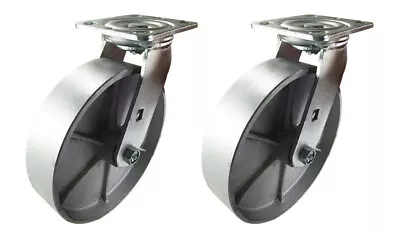 2 Heavy Duty Caster Set 4  5  6  8  Steel Wheels Rigid Swivel Brake Total Lock • $50.97