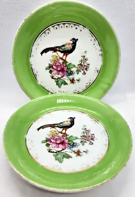 Vintage 2 Miniature Plates With Peacock Made In Czechoslovakia With A Stamp • $19.99