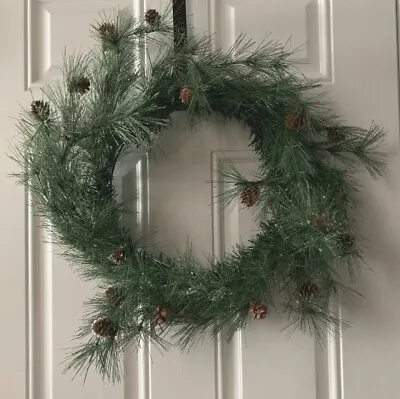 $29.95 • Buy Long Pine Needle 13” Winter Wreaths Set Of 3 With Small Pinecones Flocked