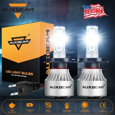 AUXBEAM H7 LED Headlight Bulb Conversion Kit High Low Beam 6500K Super White 2PC • $29.99