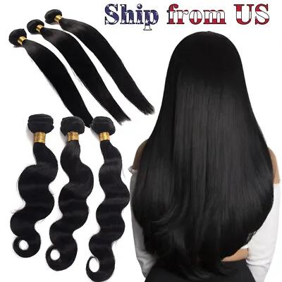 $21.99 • Buy 100% Real Thick Remy Human Hair Extensions Black Straight Curly Long One Piece