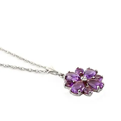 14K. SOLID GOLD NECKLACE WITH NATURAL AMETHYSTS (White Gold) • $431.15