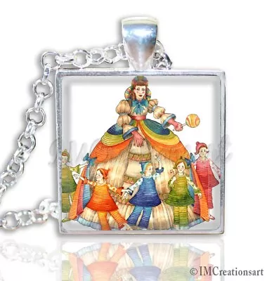 The Nutcracker Mother Ginger Handmade Square Glass Pendant Necklace Jewelry • $13.80