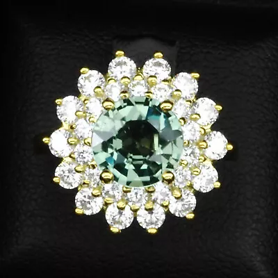 Green Sapphire Round 2.6CT. 925 Sterling Silver Handmade Handmade Luxurious Ring • $38.30
