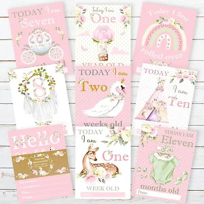 Floral Baby Girl Milestone Cards • Baby Shower Gift • New Baby Gift • Vintage  • £5.99