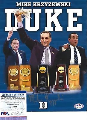 MIKE KRZYZEWSKI Signed/Auto 8.5x11.5 Photo Coach K Duke PSA/DNA Certified RARE! • $249.99