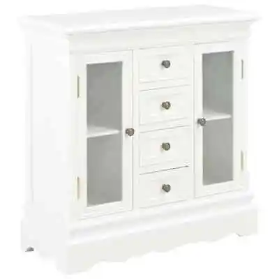 Solid Pine Wood Sideboard White Storage Organiser Cabinet Dresser Unit VidaXL • £157.99