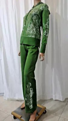 Nwt Vertigo Paris Sz Medium Cactus Green Hooded Sweats Jacket Pants Bust 36 • $48.88