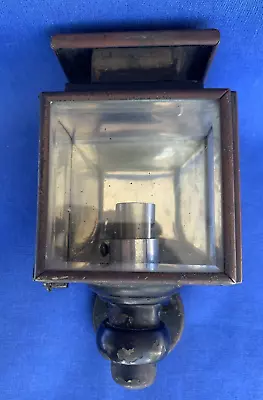 Antique Beveled Glass Carriage Lamp Brass Base Side Reflector Light Vintage Car • $40