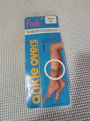 Vintage Peds Nylon Ankle Overs Sheer Stretch Fits 8  1/2 -11 Style 102 • $16